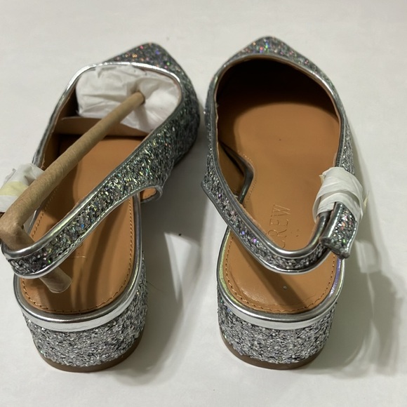 J.Crew Glitter Slingback Block Heels size 5 Silver NIB - Picture 5 of 11